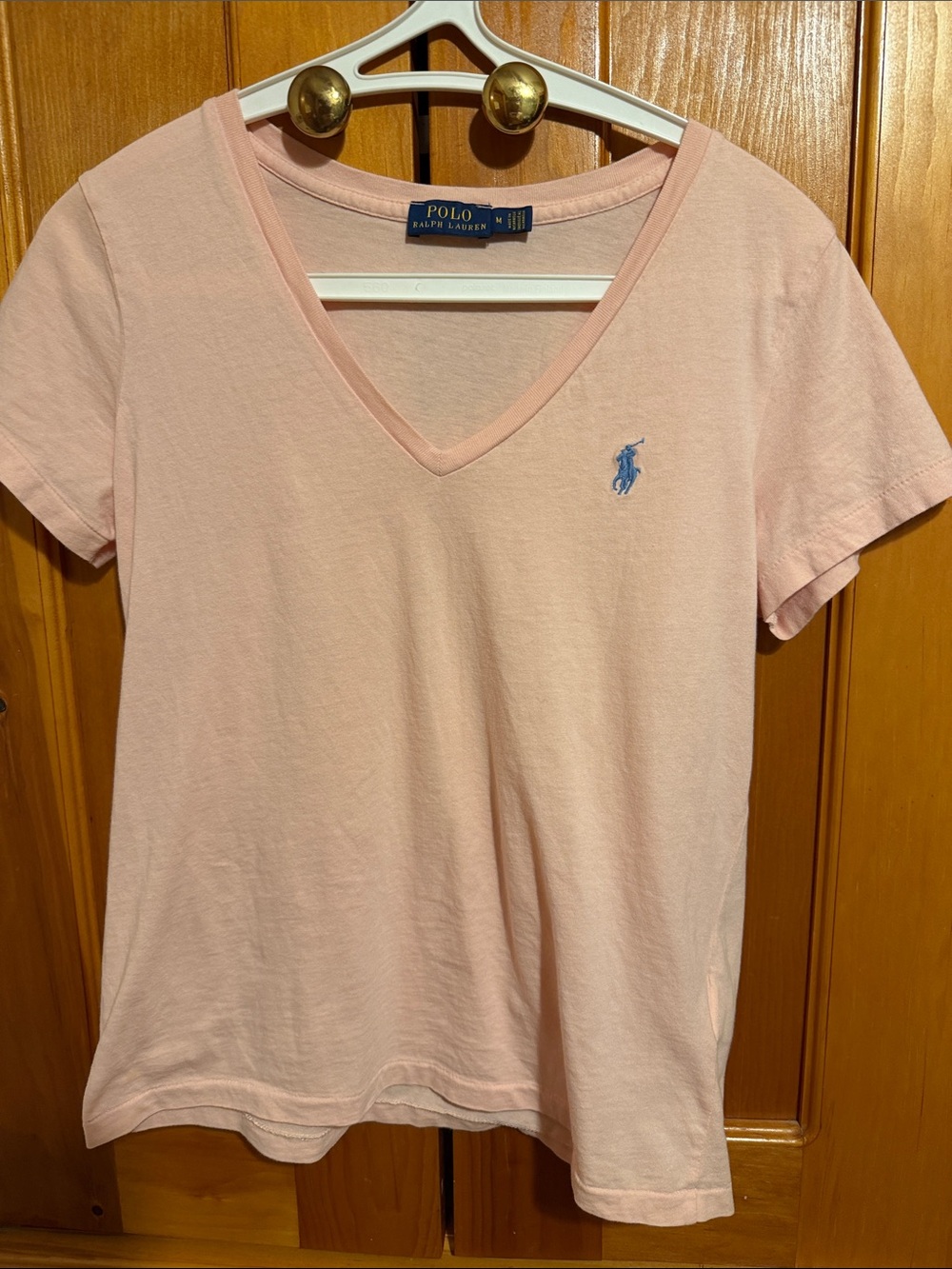 Polo by Ralph Lauren Light Pink V-Neck Tee with Blue Pony